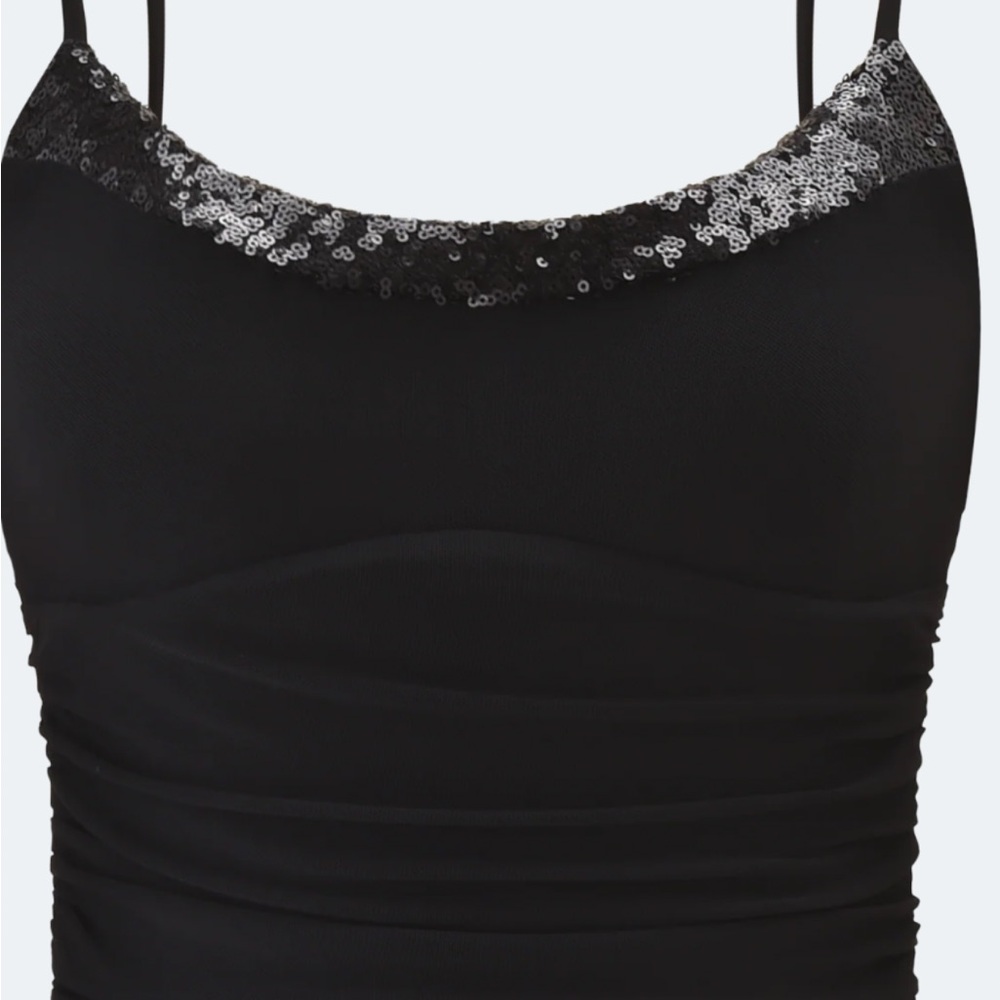 Elysium Black Mini Dress with Sequin Trim